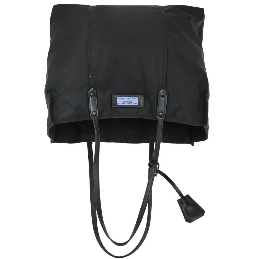 PRADA MILANO Etiquette Tote Bag Nylon Leather Black Italy 33CA290 - Picture 5 of 14